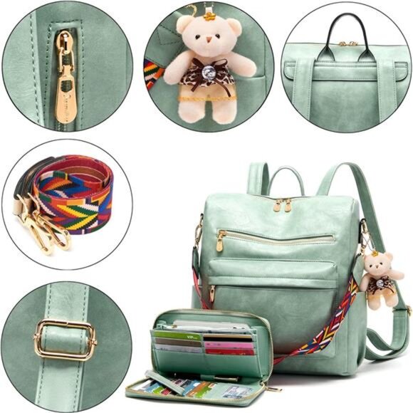 Women Backpack Purse Multipurpose Handbags Shoulder Bag PU Leather Travel bag main image 4